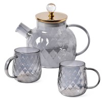 Набір «Графітова гармонія» — скляний чайник і чашки