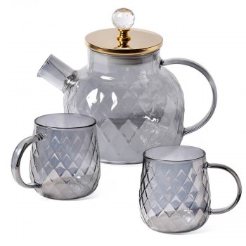 Набір «Графітова гармонія» — скляний чайник і чашки