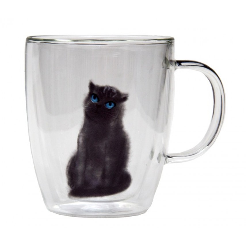 Чашка двойное стекло "Кот"
