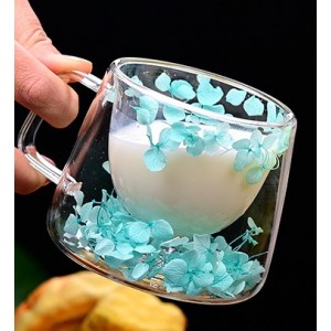 Чашка подвійне скло "Синя Гортензія", 200 мл Чашка подвійне скло "Синя Гортензія", 200 мл