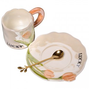 Чашка керамическая с блюдцем «Оранжевый тюльпан», 250 мл