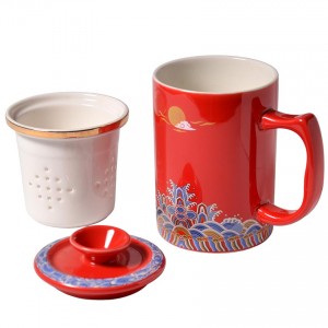 Керамическая чашка с ситом «Рассвет над горами», 400 мл