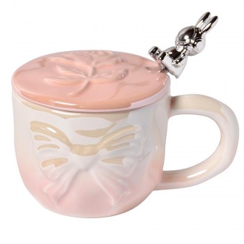 Керамічна чашка «Рожевий бант», 400 мл