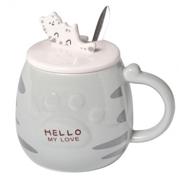 Керамическая чашка «Серый кот», 400 мл