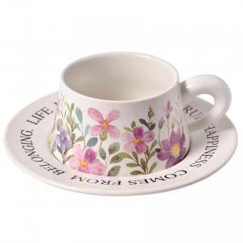 Чашка керамическая с блюдцем «Весенний луг», 260 мл
